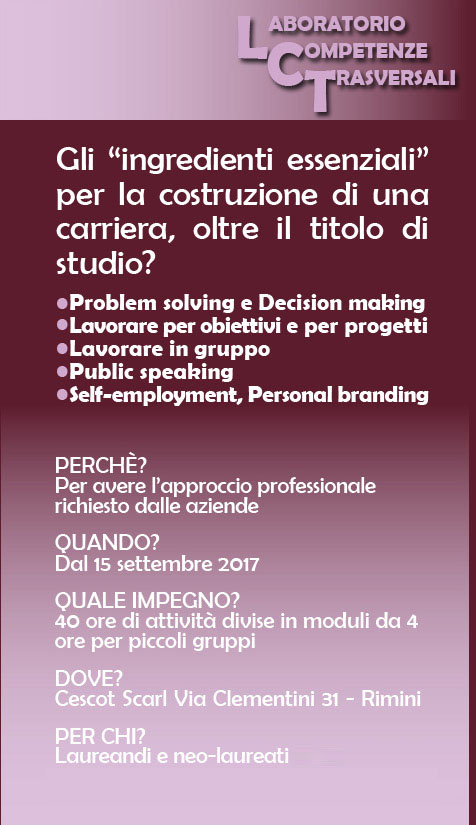 Laboratorio Competenze Trasversali Laboratorio Competenze Trasversali